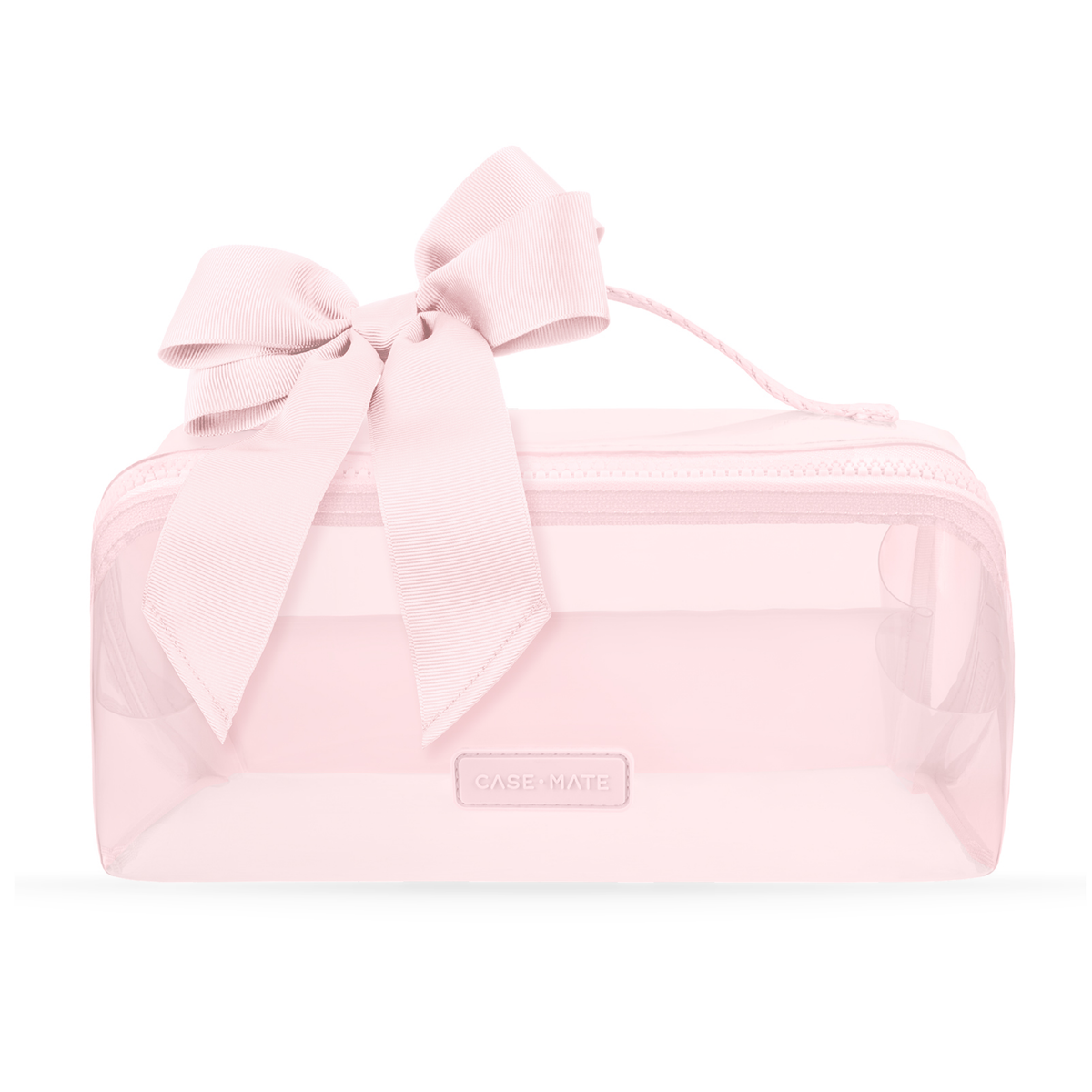 Jelly Cosmetic Bag – Ballet Pink Bow Lay-Flat Makeup Bag