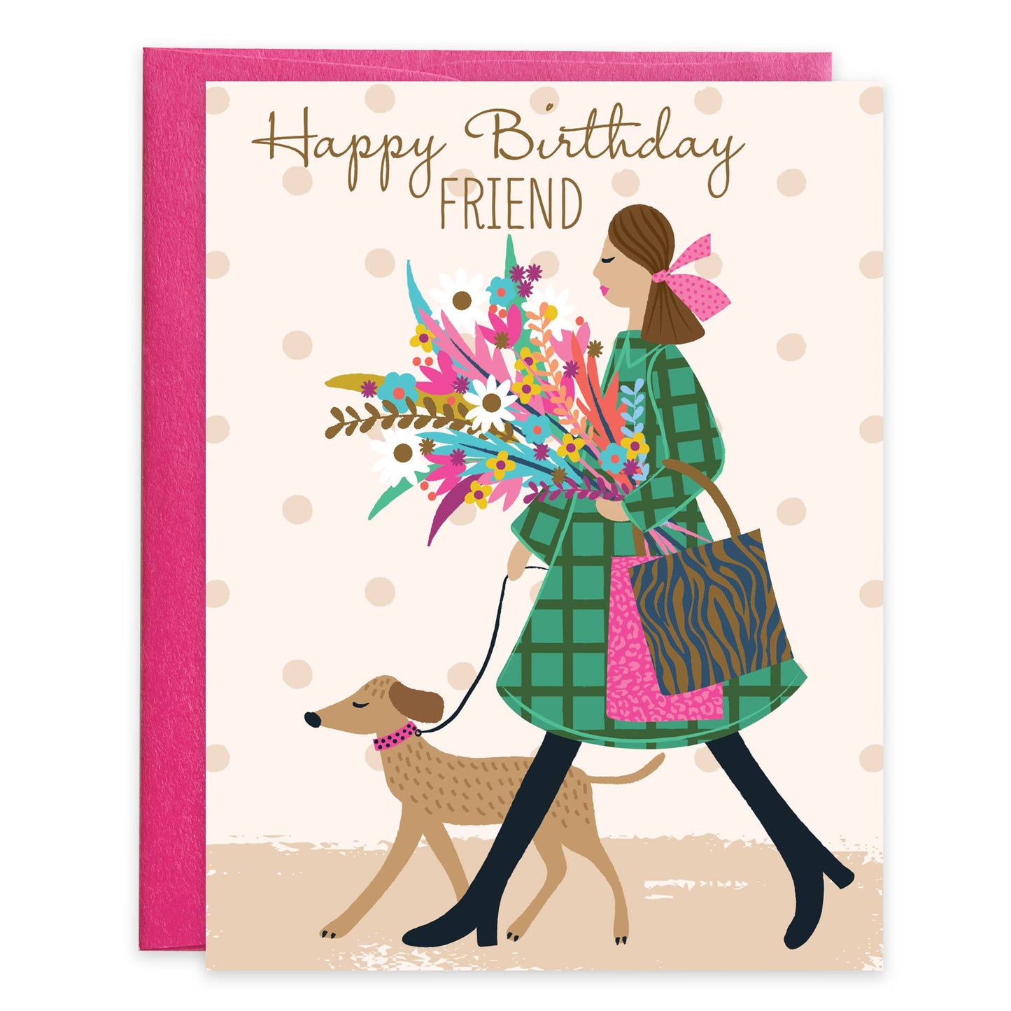 Birthday Greeting Card - Friend Walking Dog