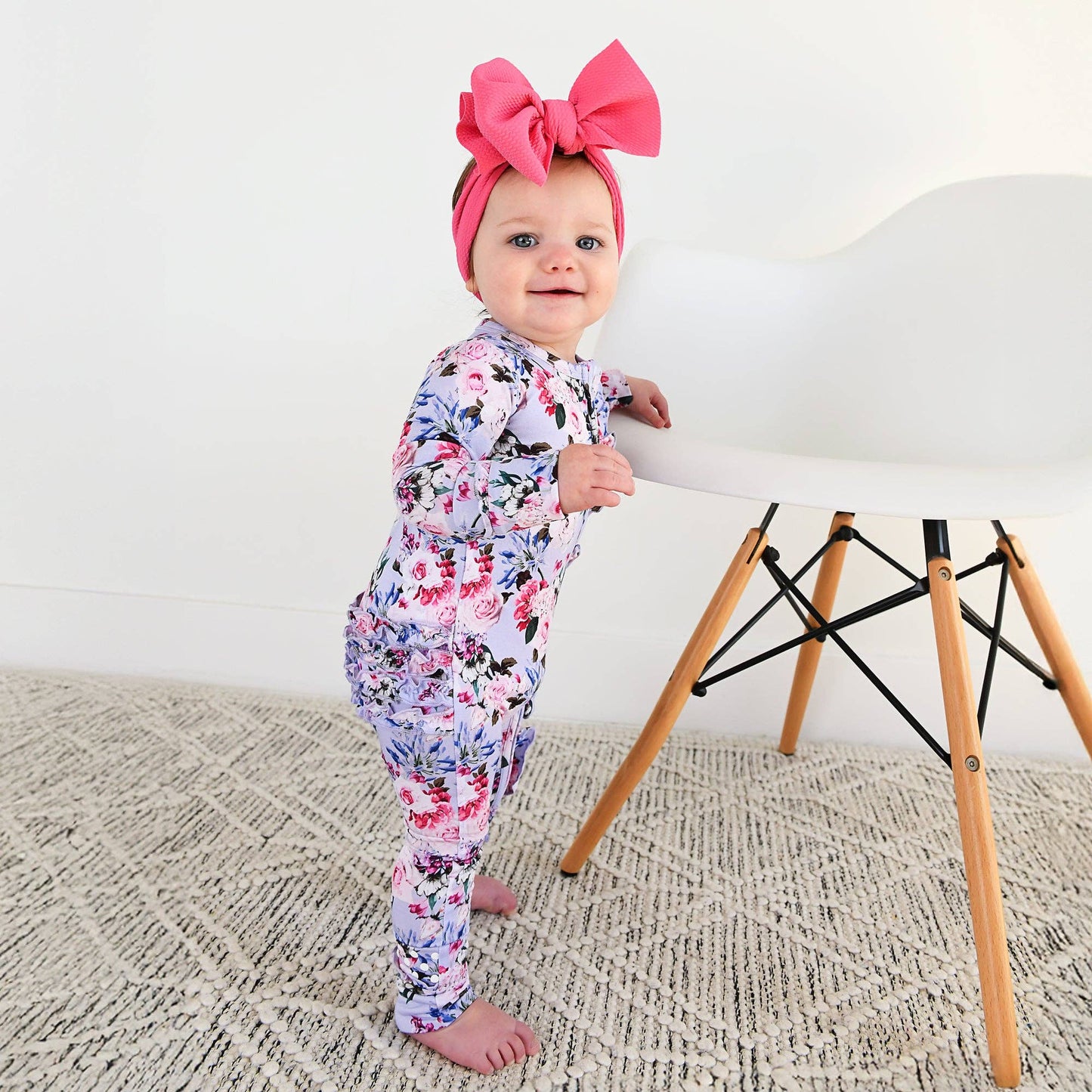 Emerson Floral Ruffle Zip Bamboo Baby Sleepies Little