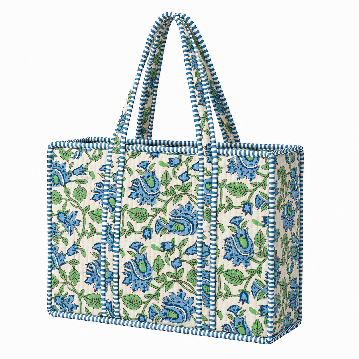 Blue Paisley Quilted Bag Print