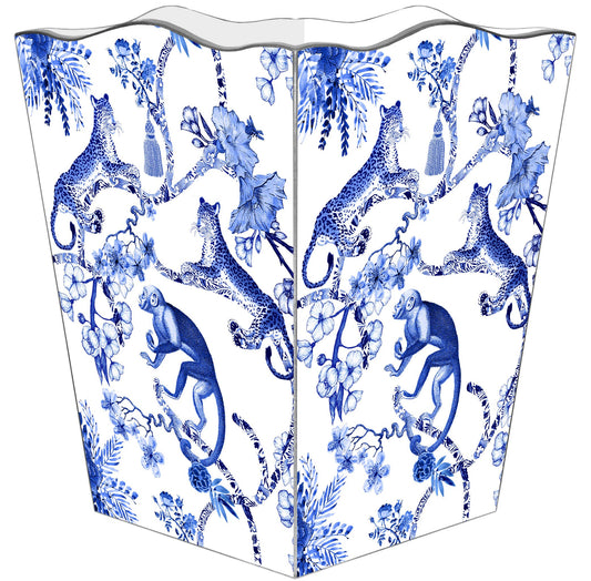 Chic Monkey Toile Blue Wastepaper Basket