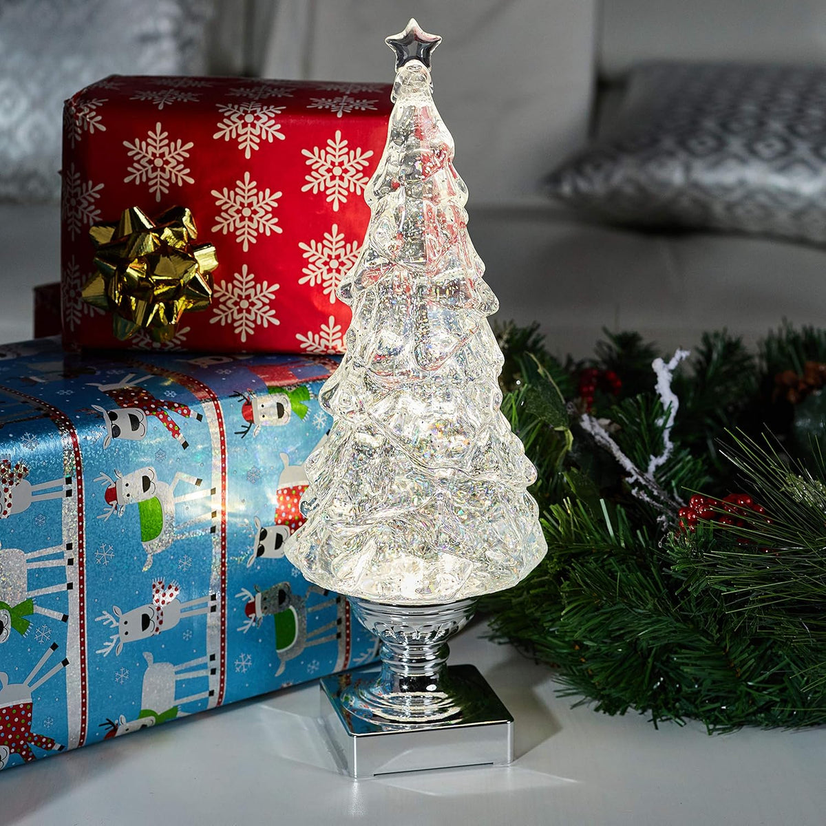 Lighted Swirl Tree on Base
