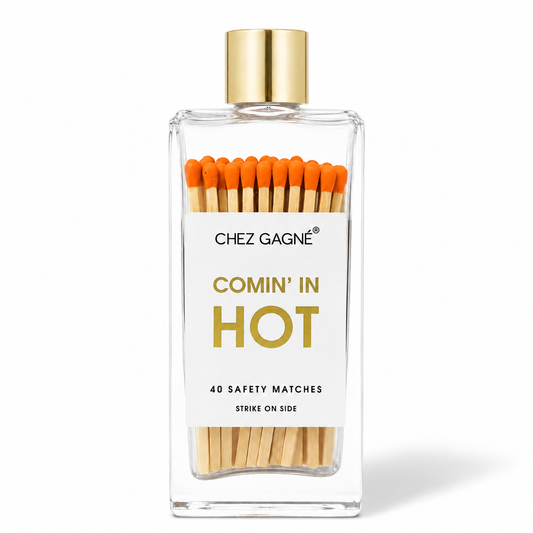 Coming In Hot - Glass Bottle Matches, Orange, Funny Gift