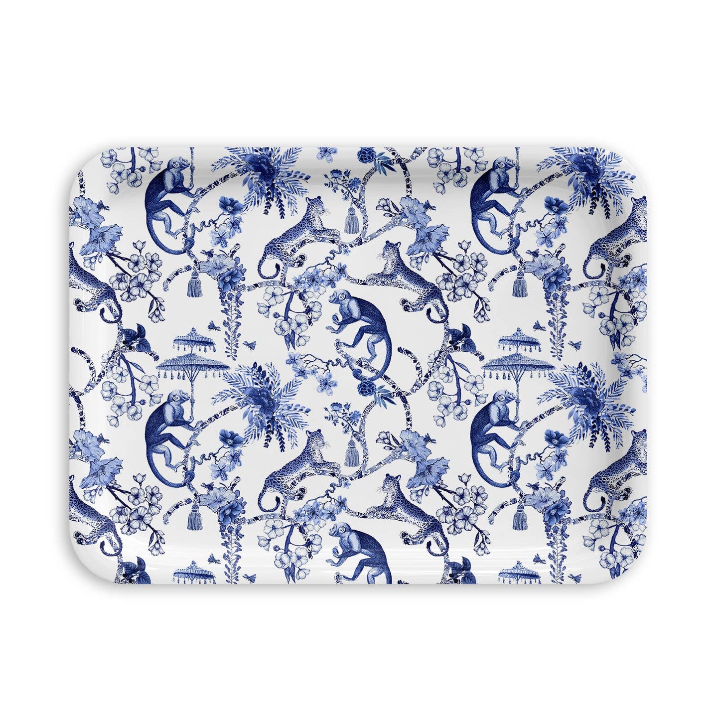 It’s a Jungle Out There Tray – Blue & White Chinoiserie Tray