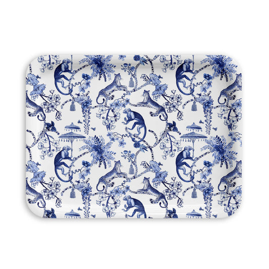 It’s a Jungle Out There Tray – Blue & White Chinoiserie Tray