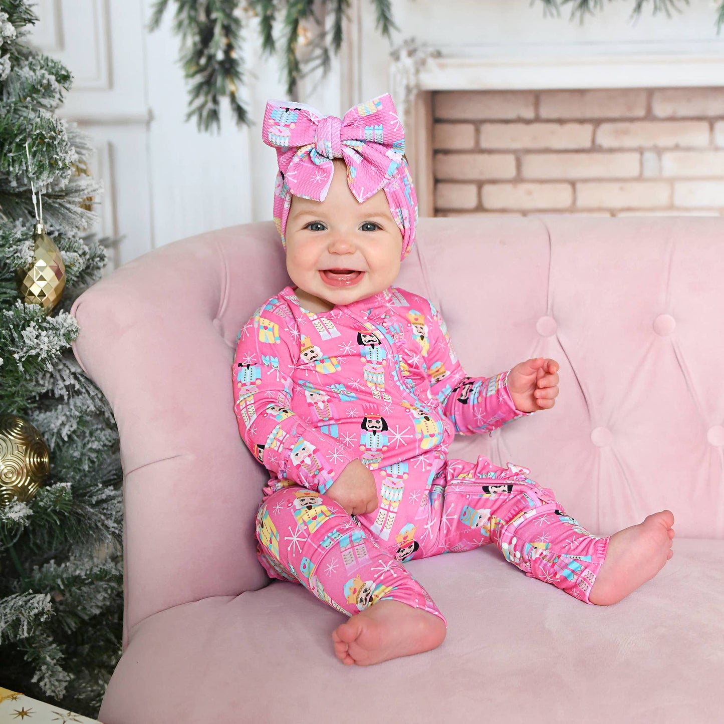 Nadia Nutcrackers RUFFLE ZIP Christmas Bamboo Baby One Piece