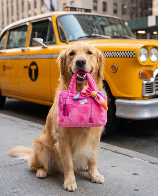 Barkin Bag -  Pink w/ Scarf  | Squeaker Dog Toy