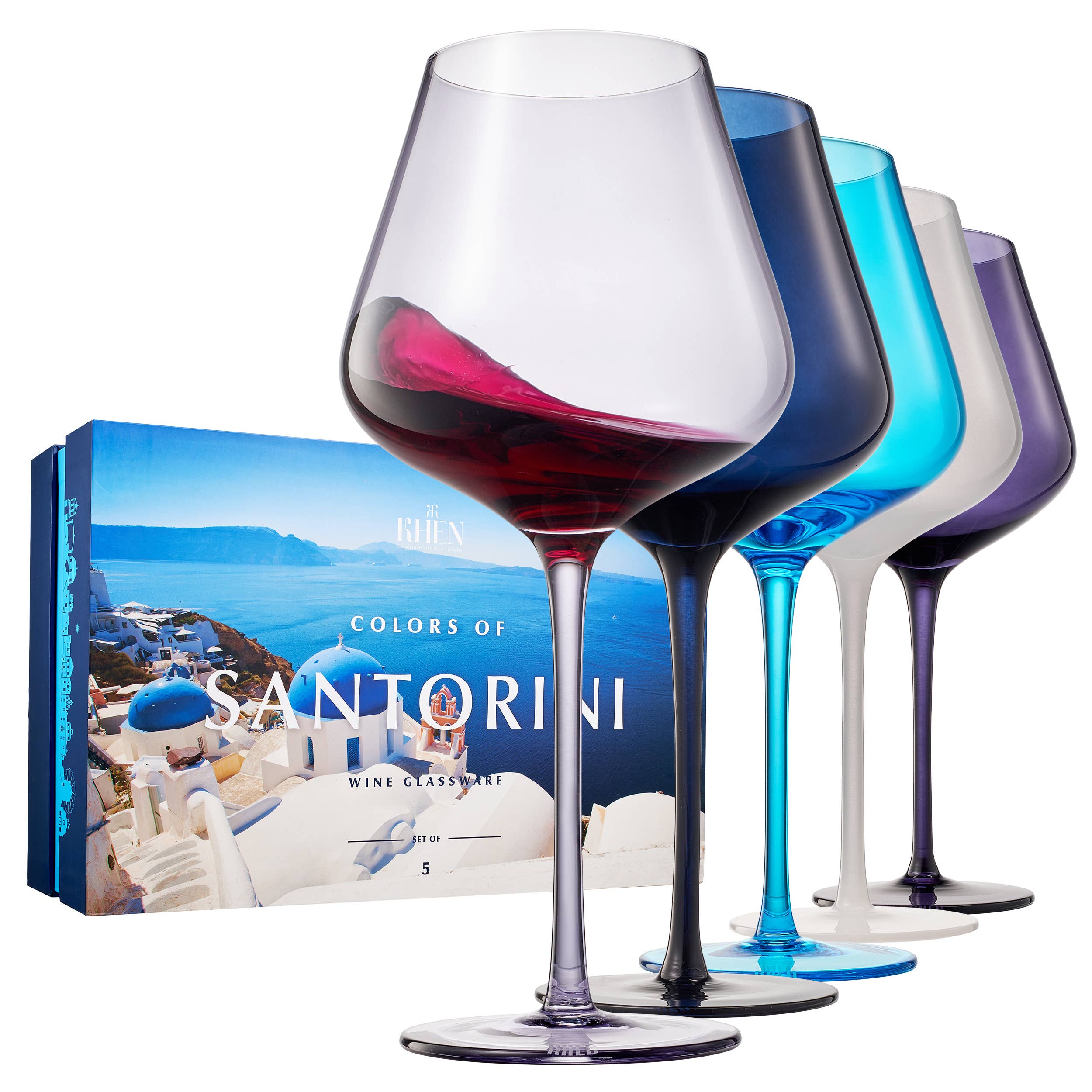 Colors of Santorini, City Wine Glassware