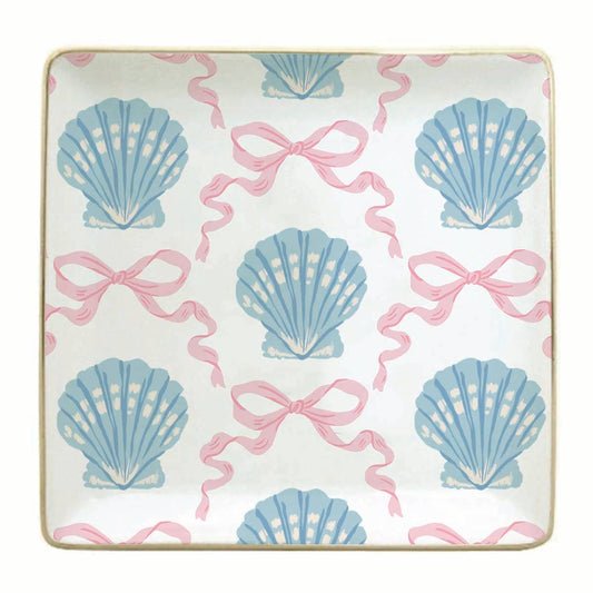 Ceramic Trinket Tray | Bow Sea Shell Trinket Tray