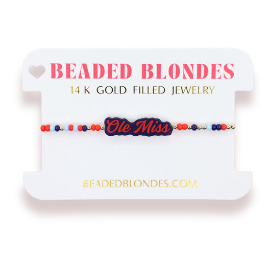 Ole Miss Word Bracelet on Color