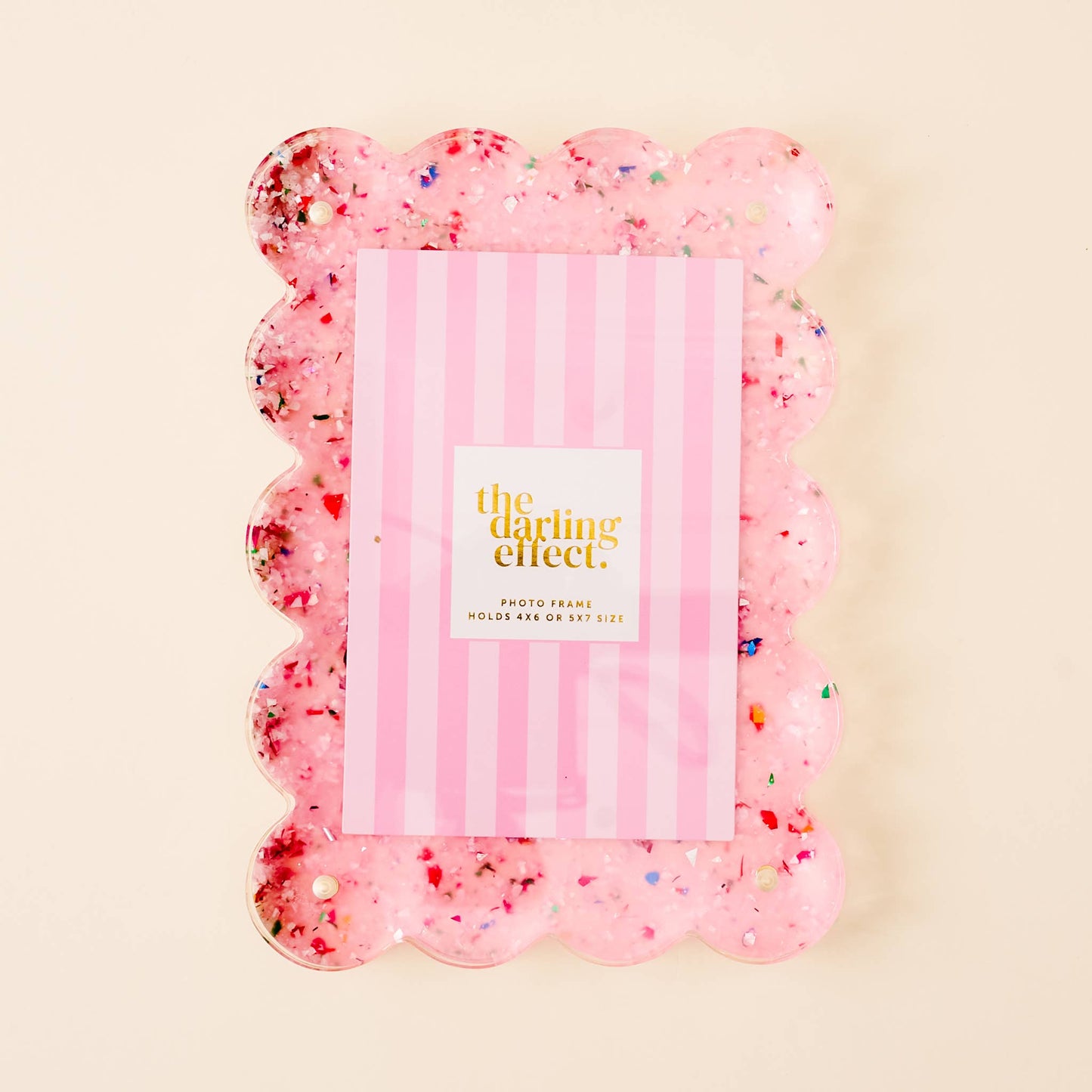 Rectangle Scalloped Acrylic Frame-Confetti Pink