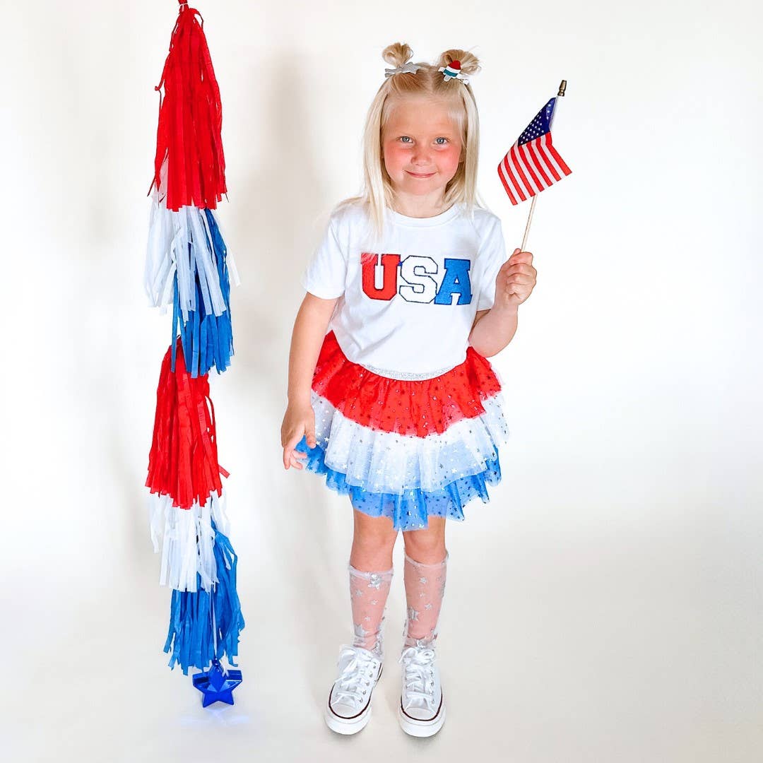 USA Patch Short Sleeve T-Shirt - Kids 4th of July Tee