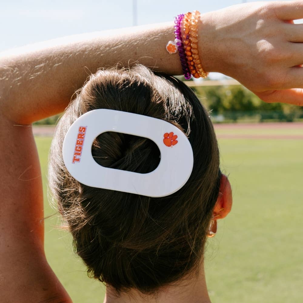 Flat Round Hair Clip | Large | Go Tigers!