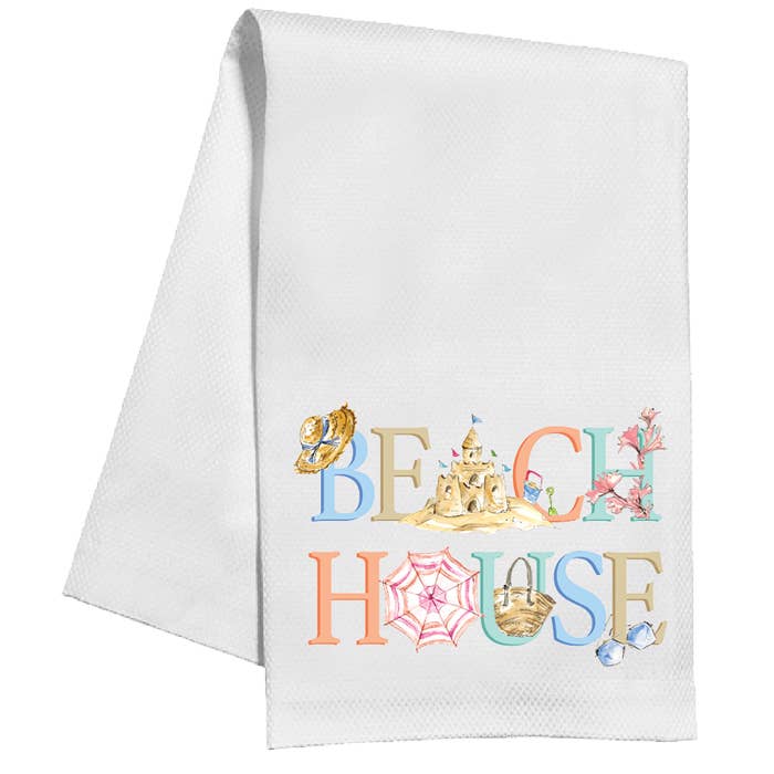 Handpainted Beach House Kitchen Towel