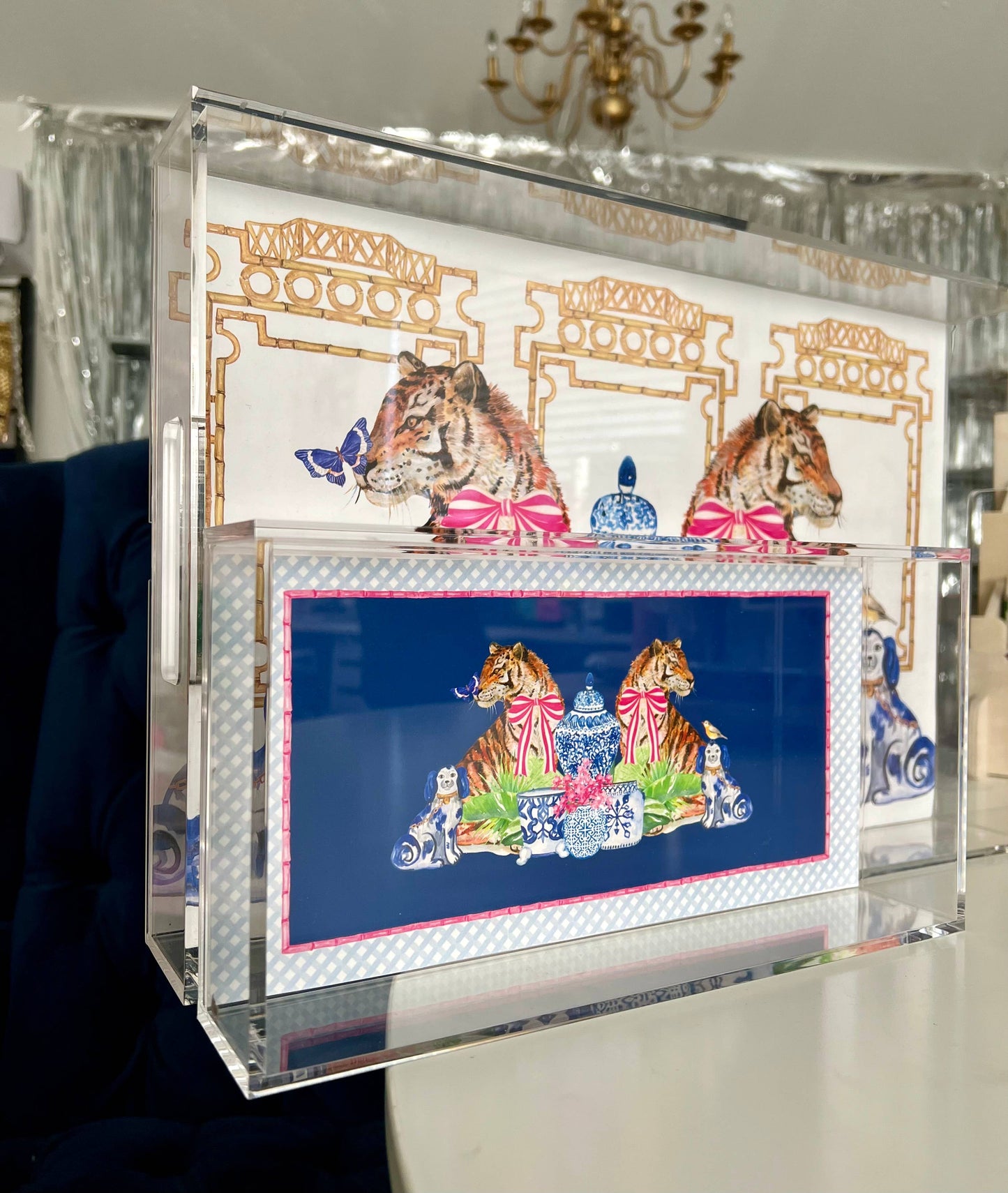 5.5x11 CHINOISERIE trinket tray insert set of 5