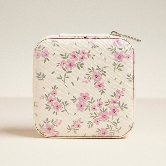 Multi Color Flower Pattern Jewelry Box -Travel Size