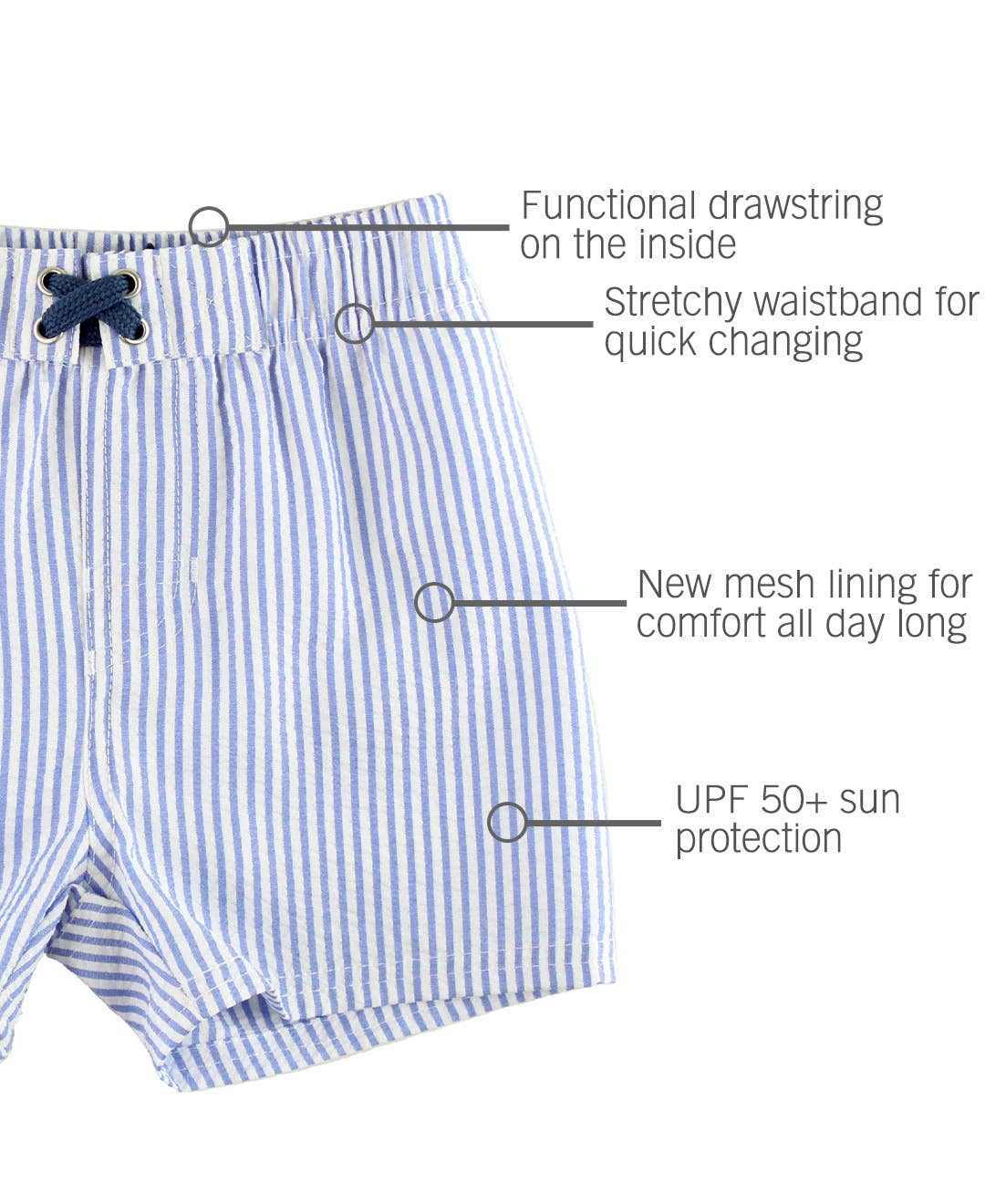 Boys Periwinkle Blue Seersucker Swim Trunks