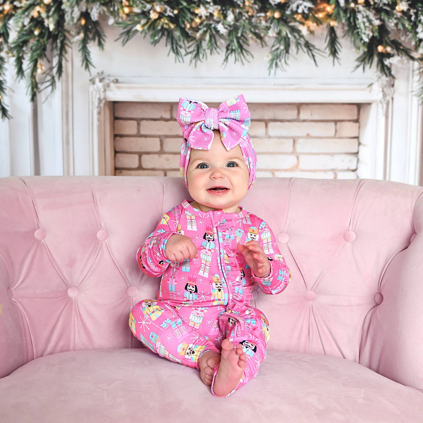 Nadia Nutcrackers RUFFLE ZIP Christmas Bamboo Baby One Piece