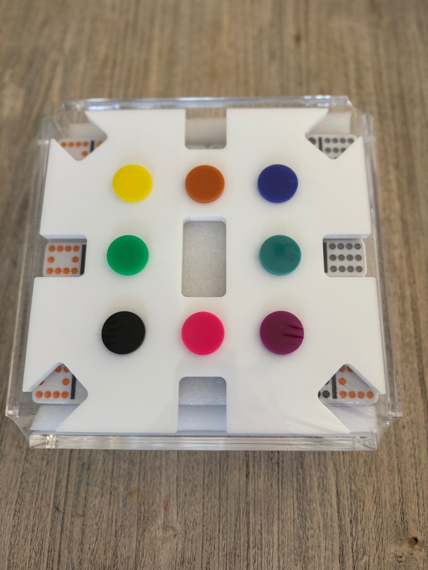 White Lucite Mexican Train Dominoes
