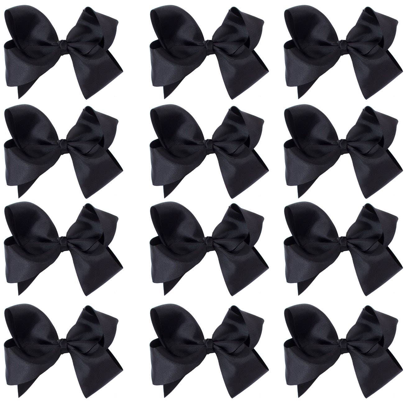 8 Inch Hair Bow With Alligator Clip (12pc)