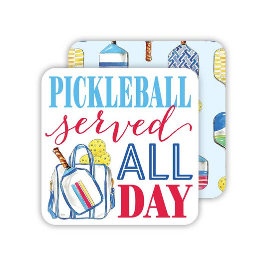 Handpainted Pickleball Served All Day Paper Coaster