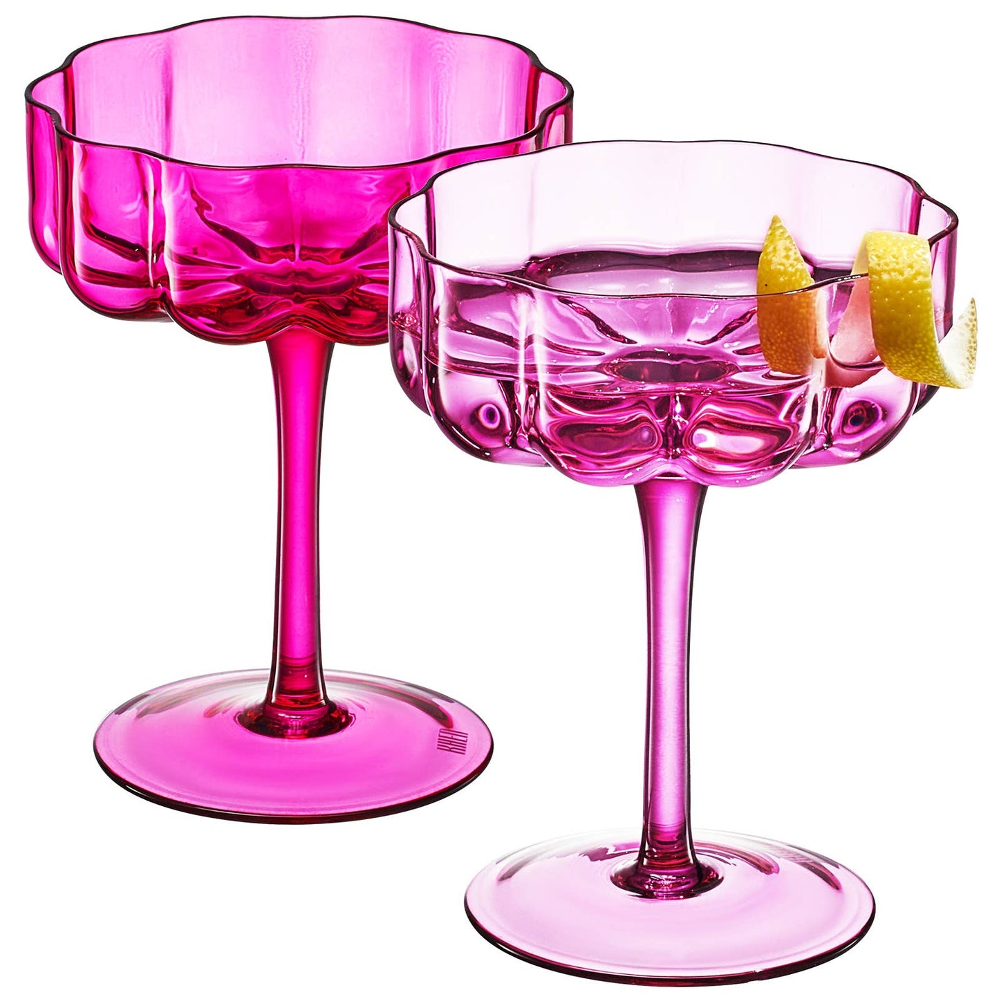 Flower Wave Champagne Coupe Cocktail Glassware | Set of 2