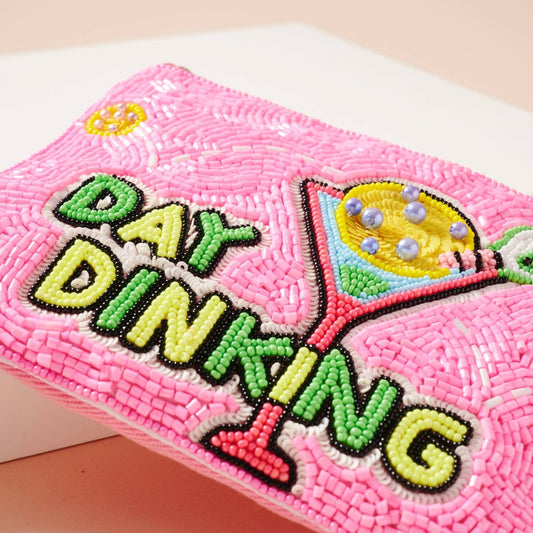 "Day Dinking" Beaded Coin Pouch
