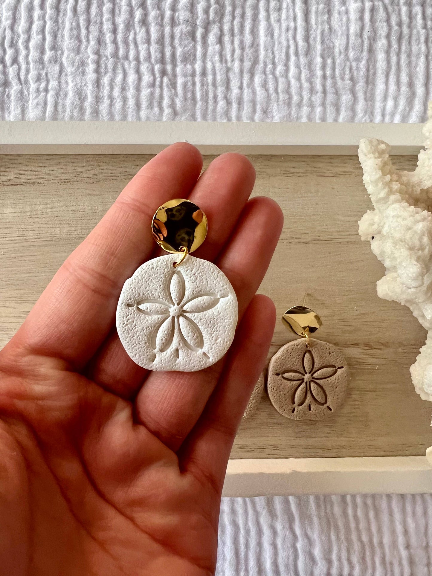 Sand Dollar Clay Earrings