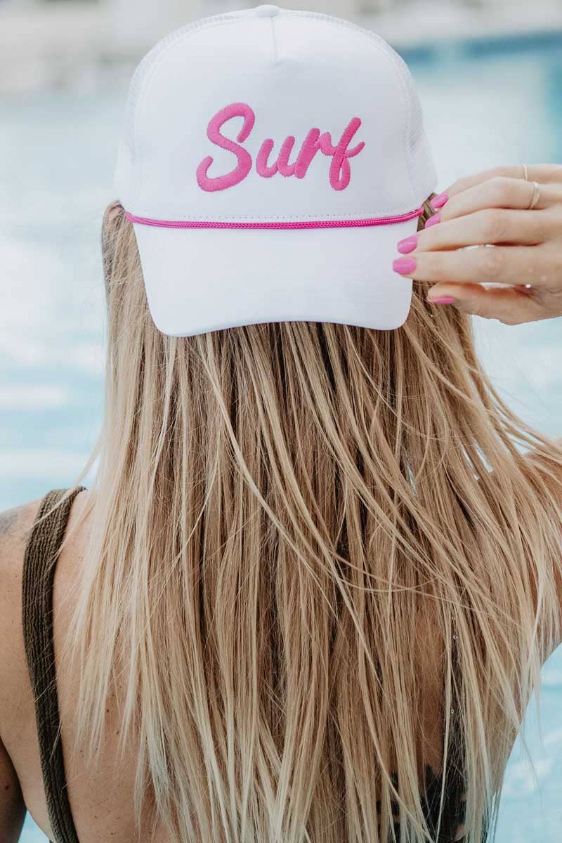 Surf Cursive Trucker Cap with Rope