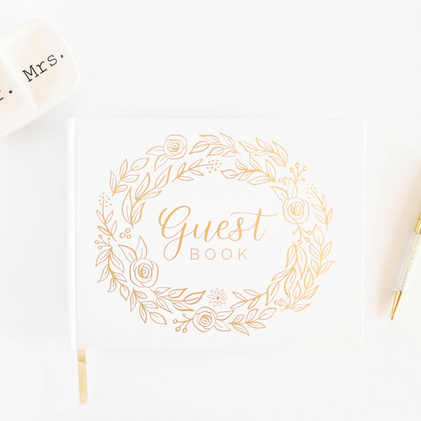 Guest Book - Gold Floral