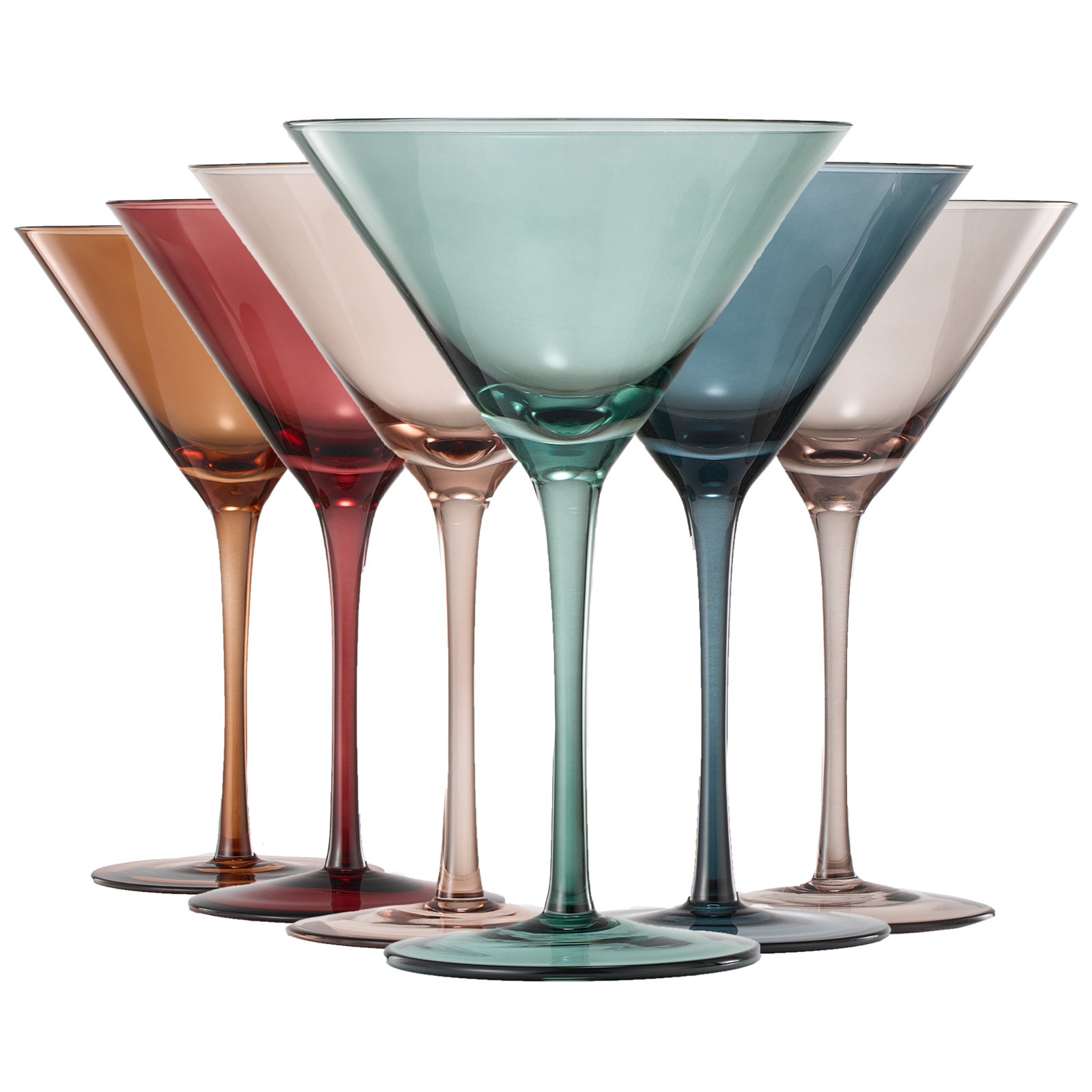 Colored Martini & Cocktail Crystal Glasses