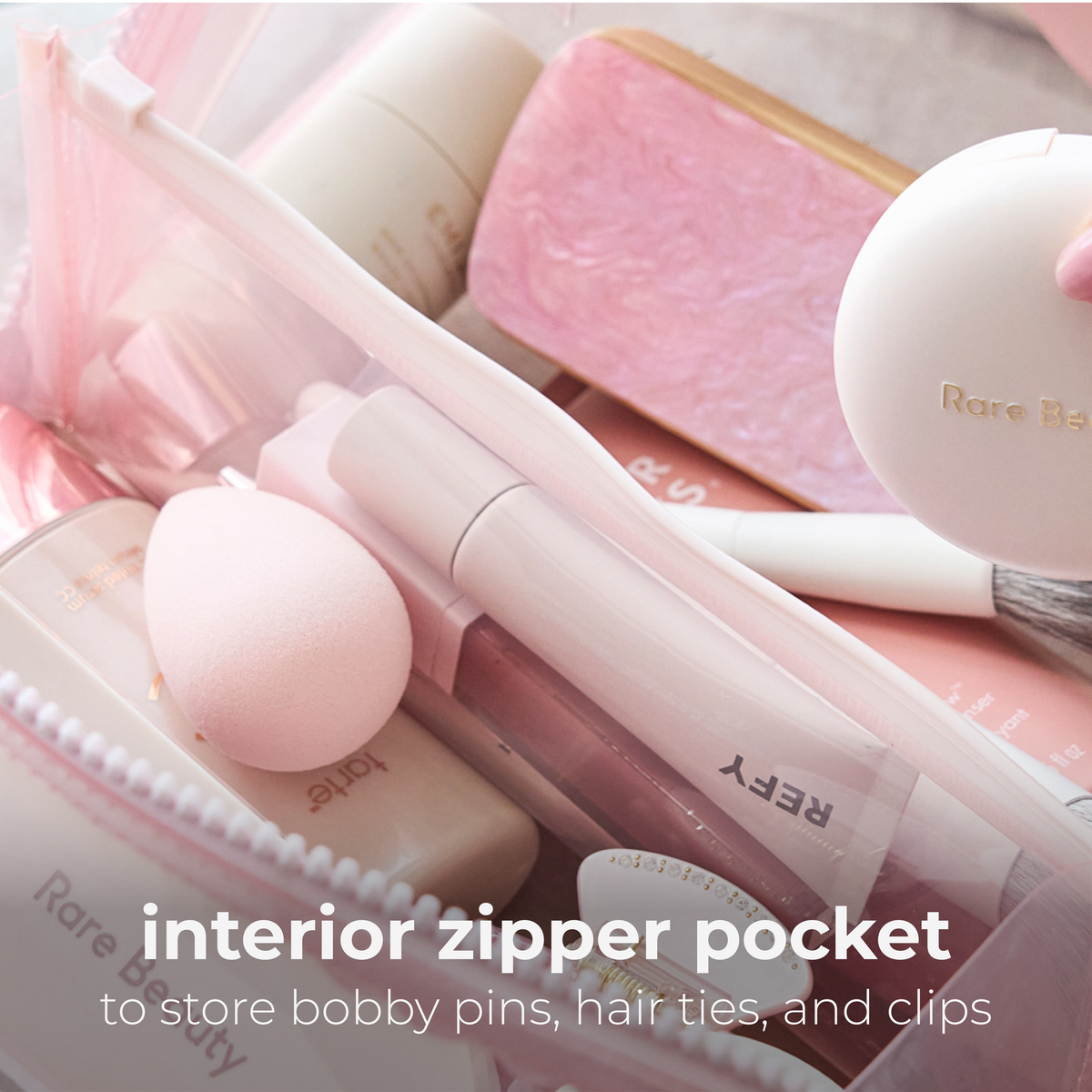 Jelly Cosmetic Bag – Ballet Pink Bow Lay-Flat Makeup Bag
