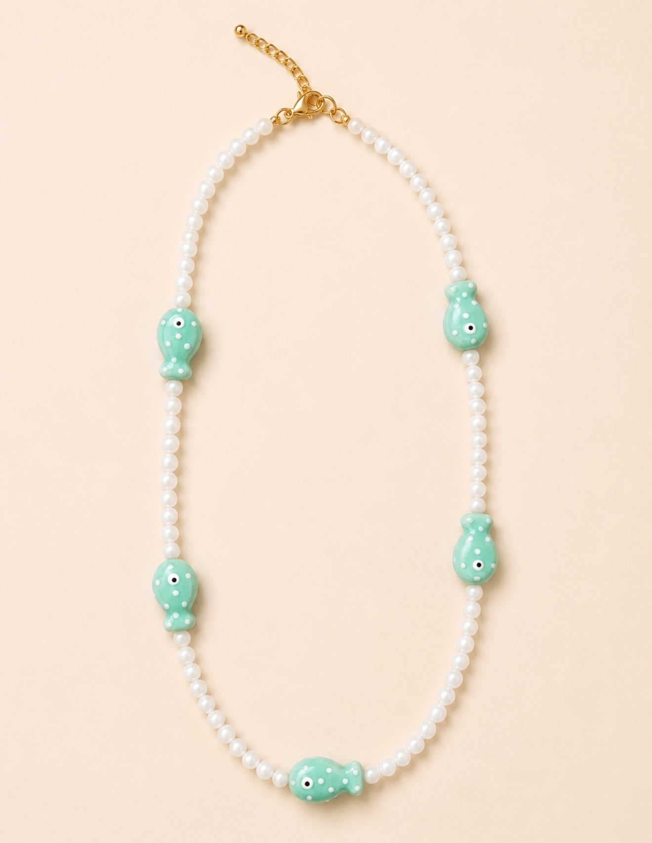 Hand Painted Ceramic Charms Beaded Necklace