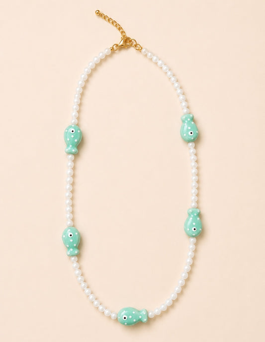 Hand Painted Ceramic Charms Beaded Necklace
