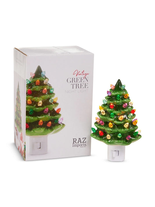 Vintage Christmas Tree Night Light - Green