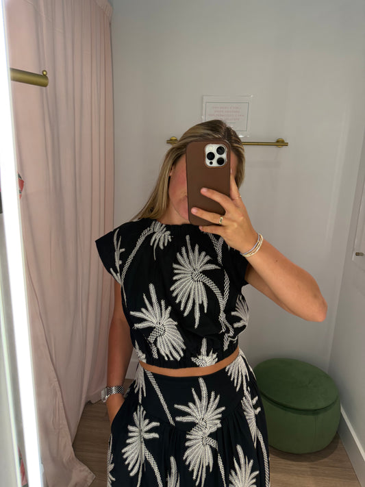 Embroidered Palm Tree Top