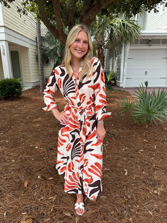 Sunset Brush Shirt Dress