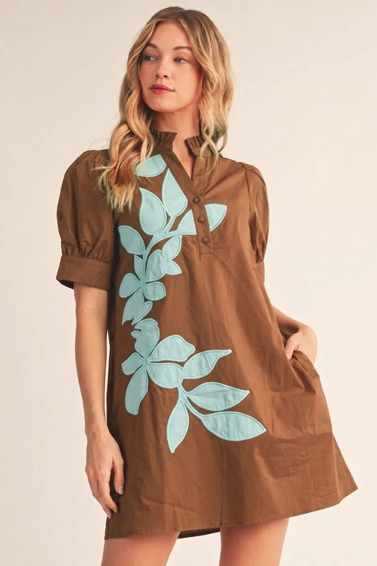 Falling Leaves Embroidery Dress