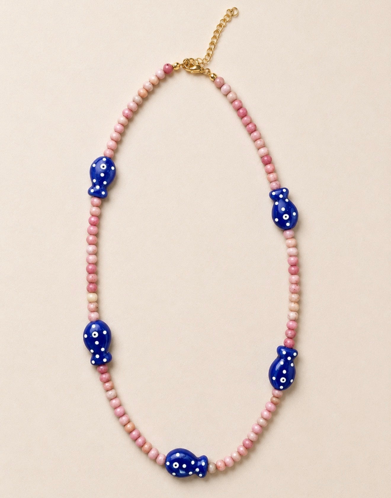 Hand Painted Ceramic Charms Beaded Necklace