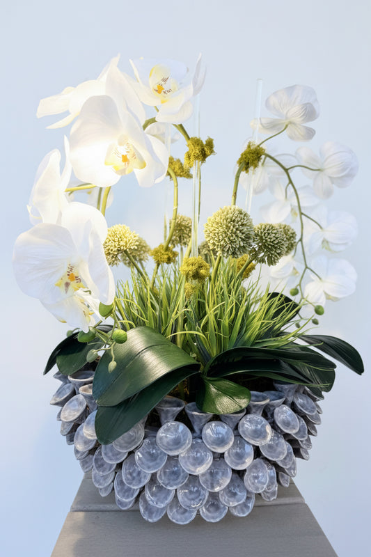 Barnacle Bowl w/ Orchids & Allium