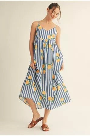 Blue Lemon Striped Dress