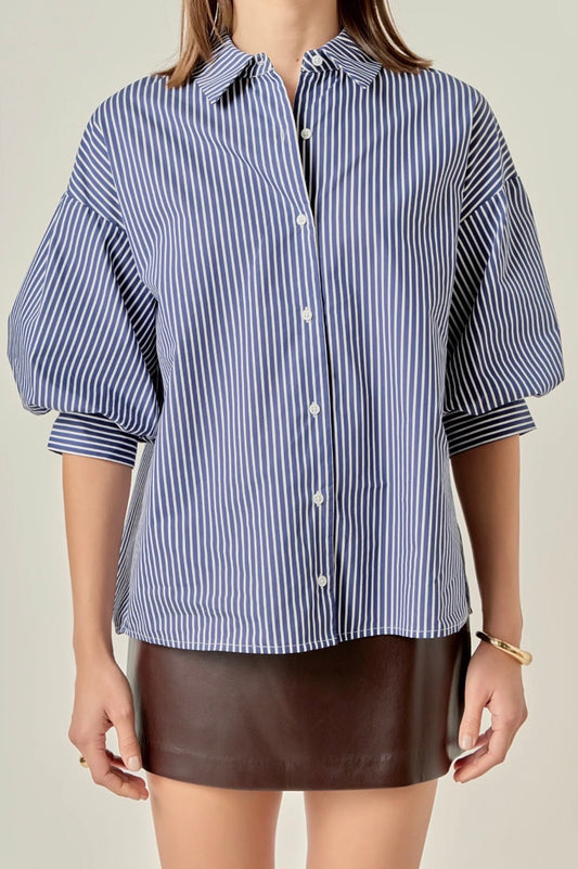 Navy Striped Button Shirt