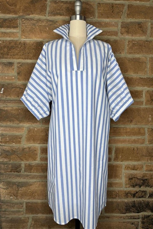 Charlotte Standing Collar Stripe Dress
