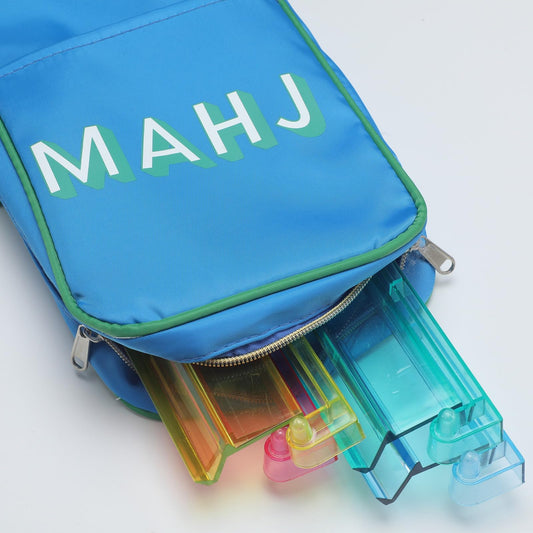 Mahj Rack Bag - Blue / Green Piping