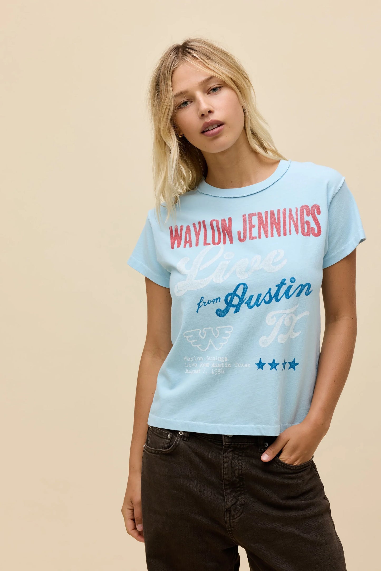 WAYLON JENNINGS REVERSE GF TEE