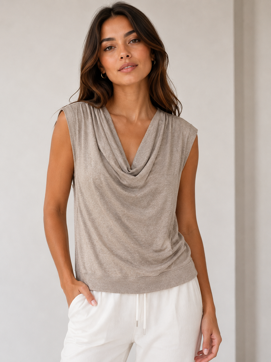 Cowl Muscle Tank - Mink