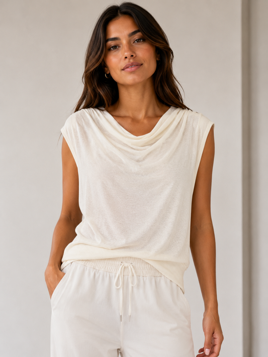 Cowl Muscle Tank - Cream