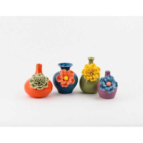 Assorted Colored Vase w/ Flower LG