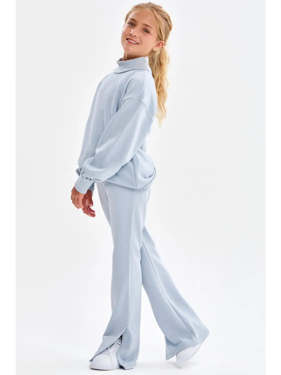 Cotton Terry Split Hem Pants Sky Blue