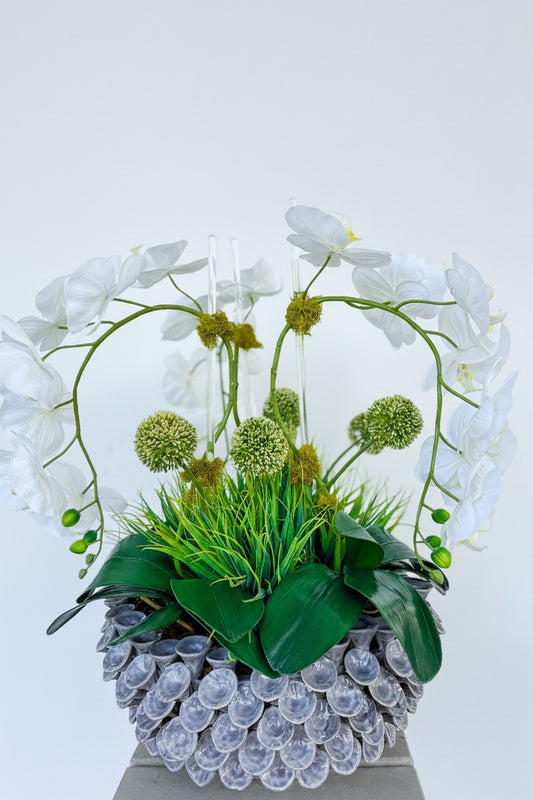 Barnacle Bowl w/ Orchids & Allium
